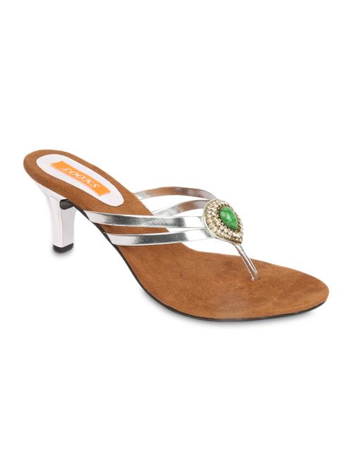 silver leatherette open toe heels - 9594754 - Very Small Image - 1