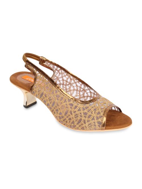 gold leatherette open toe heels - 9594755 - Very Small Image - 1