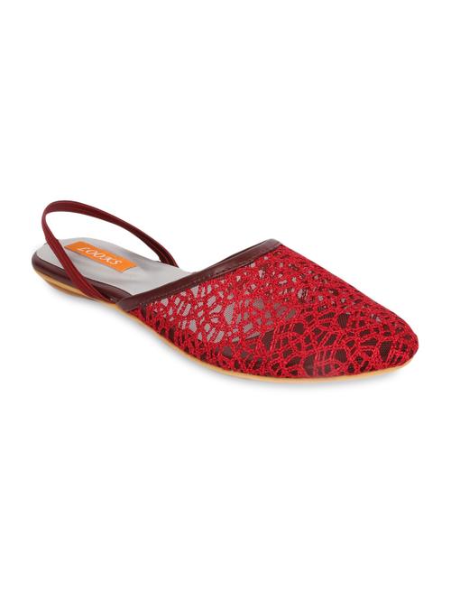 red leatherette round toed flats - 9594762 - Very Small Image - 1