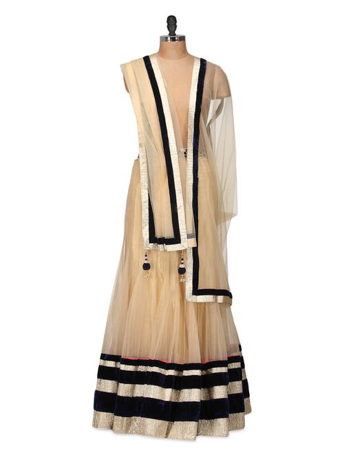 peach net lehenga set - 959569 - Very Small Image - 1