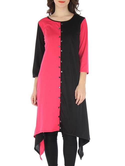 black and pink rayon viscose kurti - 9595794 - Very Small Image - 1