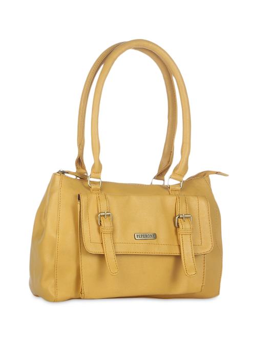 solid yellow faux leather handbag - 9596327 - Very Small Image - 1