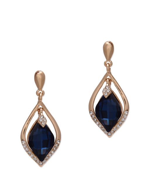 embellished blue stone gold dangler earrings - 9596526 - Very Small Image - 1