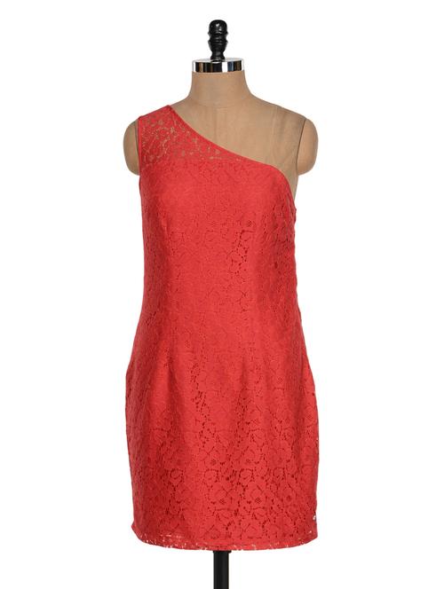 red one shoulder net dress - 959724 - Very Small Image - 1