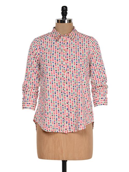 multicolored printed high-low shirt - 959741 - Very Small Image - 1
