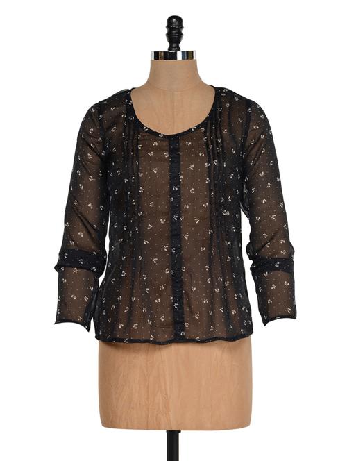 black sheer printed top - 959742 - Very Small Image - 1