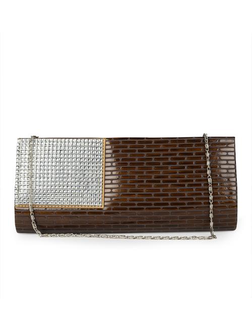 elegant brown clutch with crystal embellishments - 959770 - Very Small Image - 1