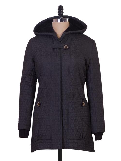 embroidered quilted jacket with fur & hood - 960069 - Very Small Image - 1
