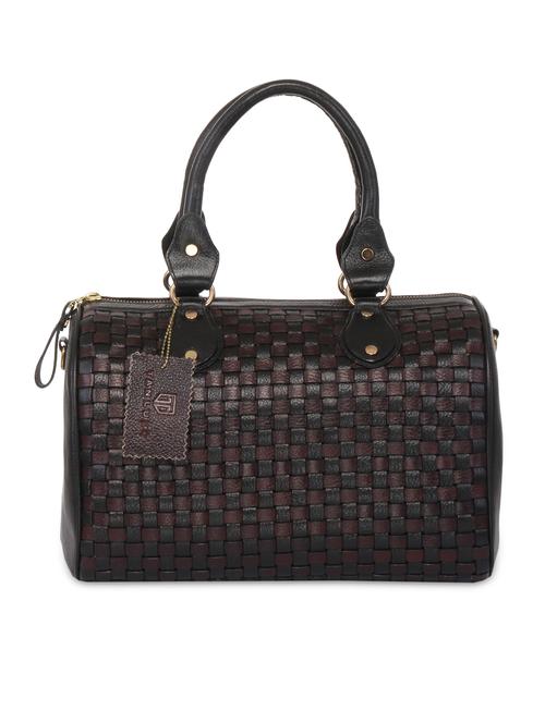 black and brown textured leather handbag - 9601577 - Very Small Image - 1