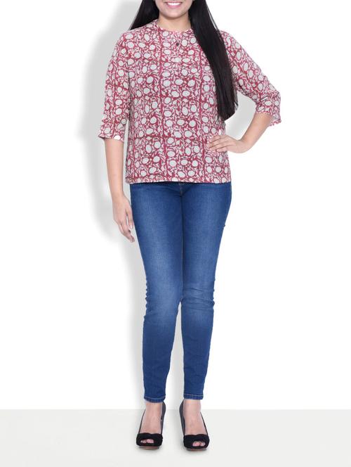 red and white printed top - 9601960 - Very Small Image - 1