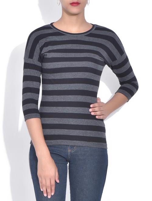 round neck striped top - 9603157 - Very Small Image - 1