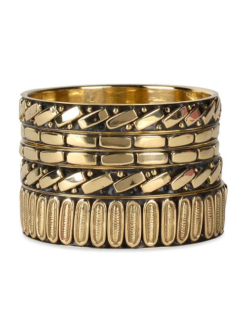 elegant metallic golden bangle set - 960578 - Very Small Image - 1