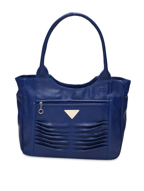 royal blue faux leather front-gathered handbag - 9606950 - Very Small Image - 1