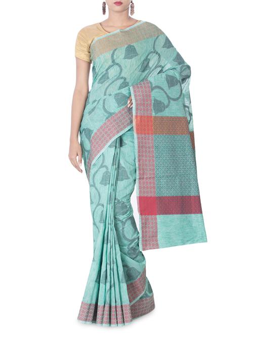 green color baswada cotton woven saree - 9607751 - Very Small Image - 1