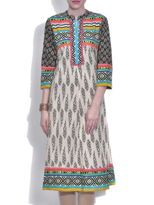 multicoloured cotton printed anarkali - 9608305 - Very Small Image - 1