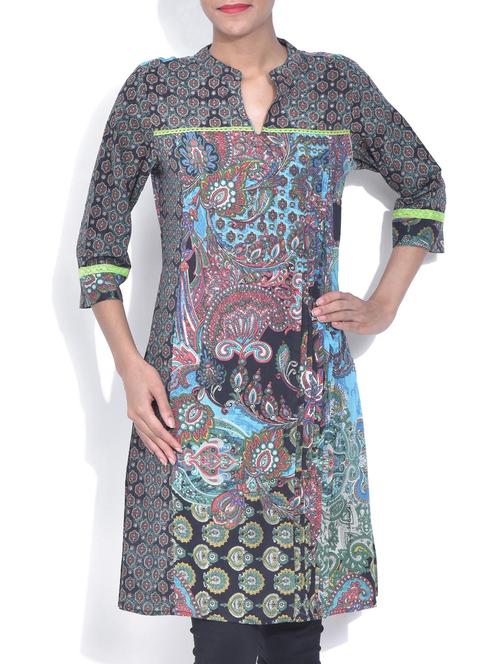 multicoloured cotton printed kurta - 9608319 - Very Small Image - 1