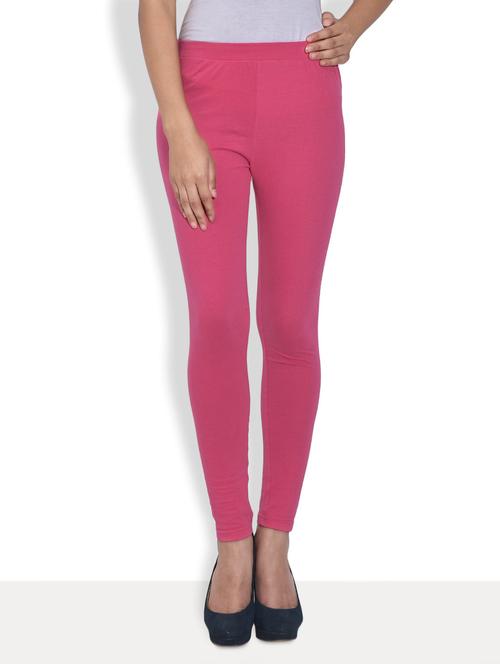 solid fuschia stretchable leggings - 9608680 - Very Small Image - 1
