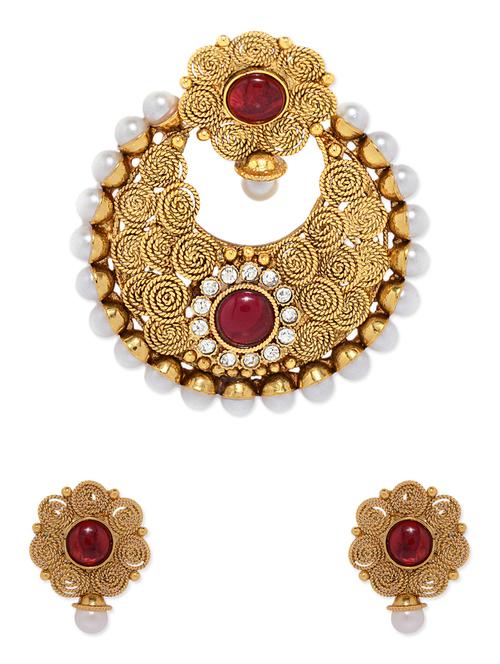 gold embellished pendant set - 9609324 - Very Small Image - 1