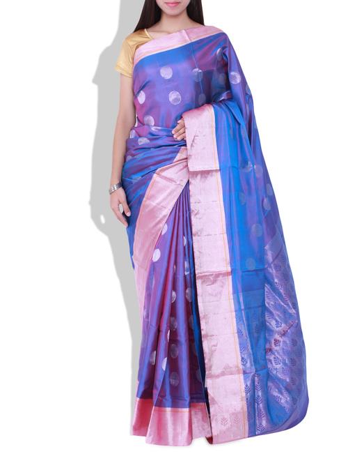 pothys blue and pink silk saree - 9609519 - Very Small Image - 1