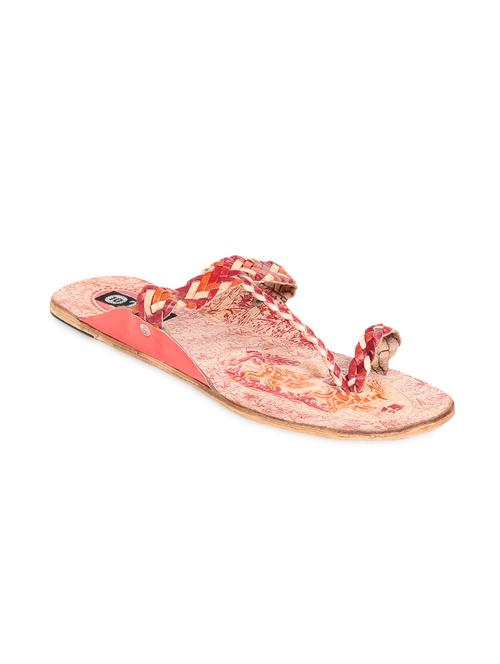 red faux leather kolhapuri chappals - 9611152 - Very Small Image - 1