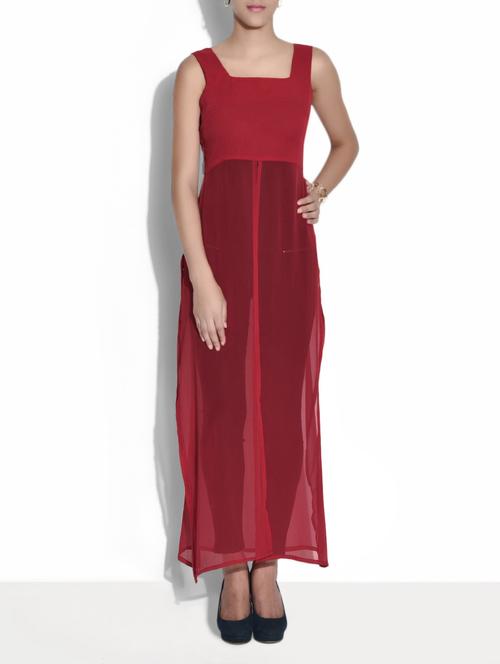 red sheer polygeorgette cape dress - 9611263 - Very Small Image - 1