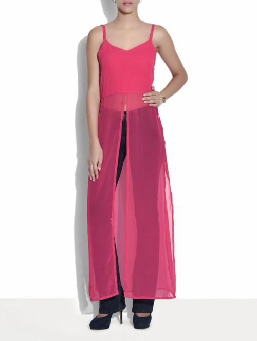 peach sheer poly georgette tunic - 9611275 - Very Small Image - 1