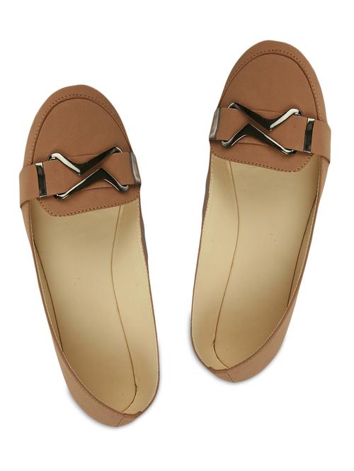 brown embellished faux leather ballerina - 9611955 - Very Small Image - 1