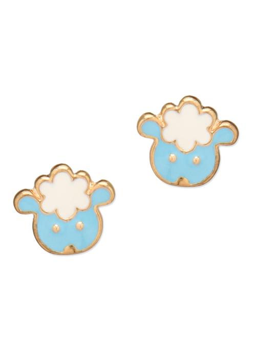 blue and white gold sheep pendant earrings - 9612034 - Very Small Image - 1