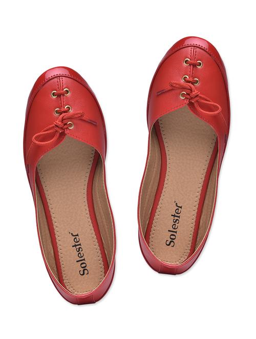 solid red lace up ballerinas - 9612086 - Very Small Image - 1