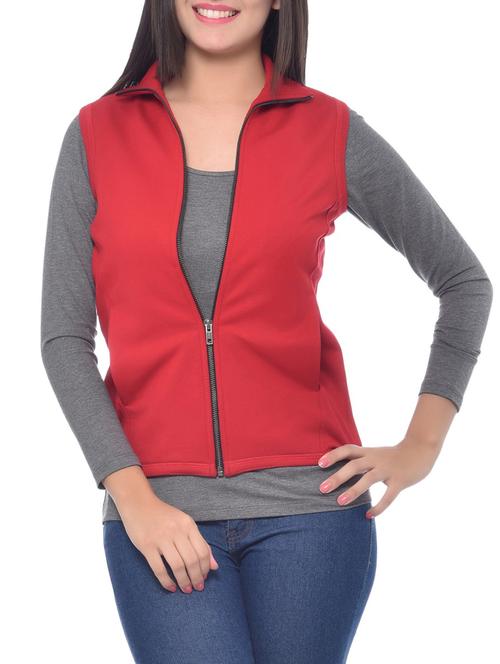 red poly viscose spandex sleeveless jacket - 9612210 - Very Small Image - 1