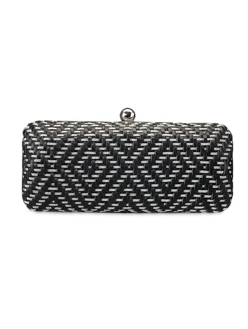 black leather weave designed clutch - 9612897 - Very Small Image - 1