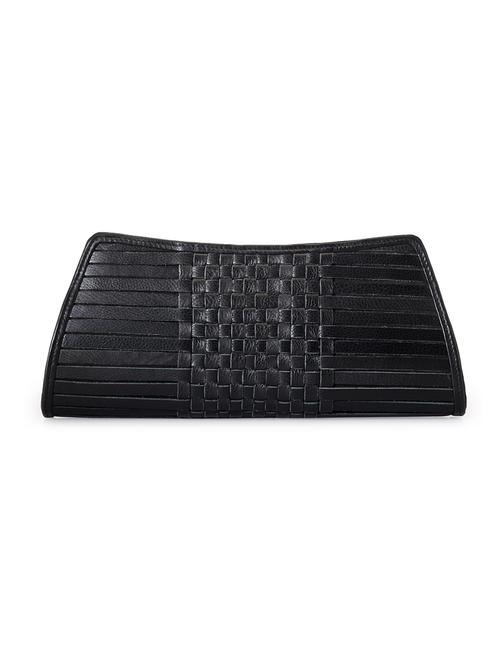 black leather weave designed clutch - 9612904 - Very Small Image - 1
