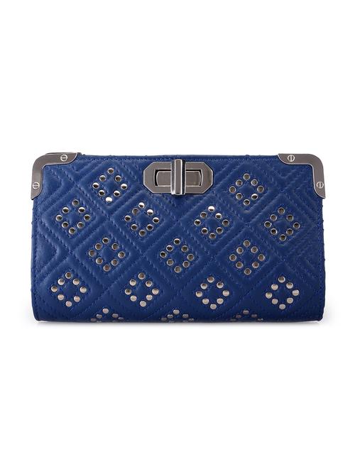 blue leather embellished clutch - 9612908 - Very Small Image - 1