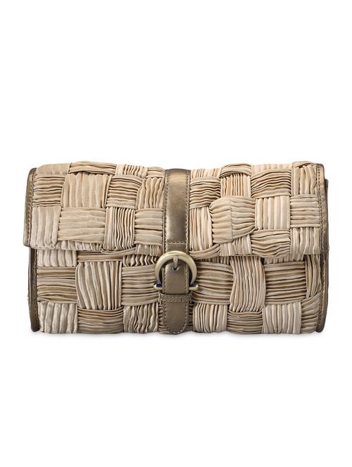 gold leather weave designed clutch - 9612929 - Very Small Image - 1
