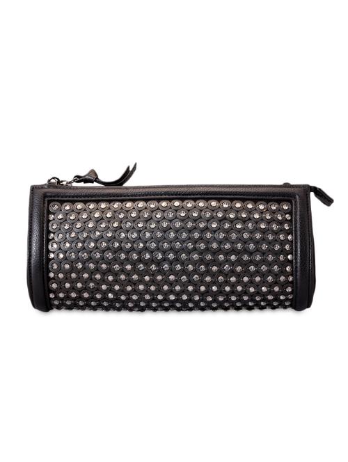 black leather embellished clutch - 9612937 - Very Small Image - 1