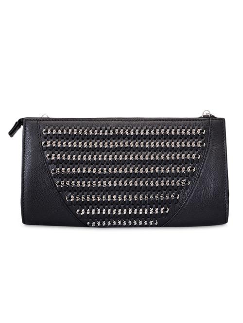 black leather embellished clutch - 9612944 - Very Small Image - 1
