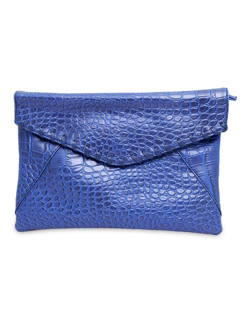 blue textured leather envelope clutch - 9613153 - Very Small Image - 1