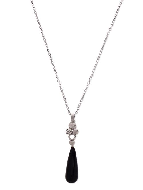 silver and black necklace with teardrop pendant - 9613201 - Very Small Image - 1
