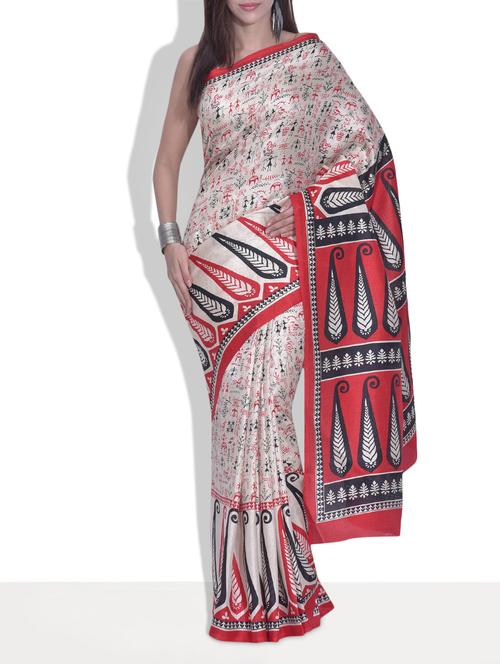 cream silk warli printed saree - 9613948 - Very Small Image - 1