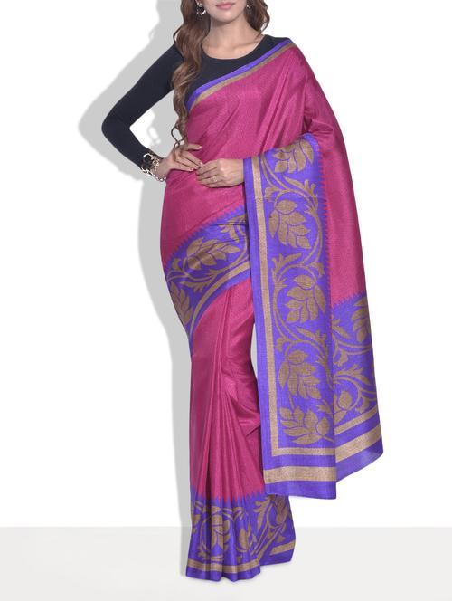 pink printed silk saree - 9613965 - Very Small Image - 1