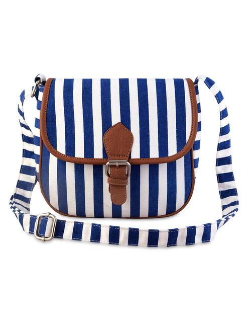 blue and white striped canvas sling bag - 9614988 - Very Small Image - 1