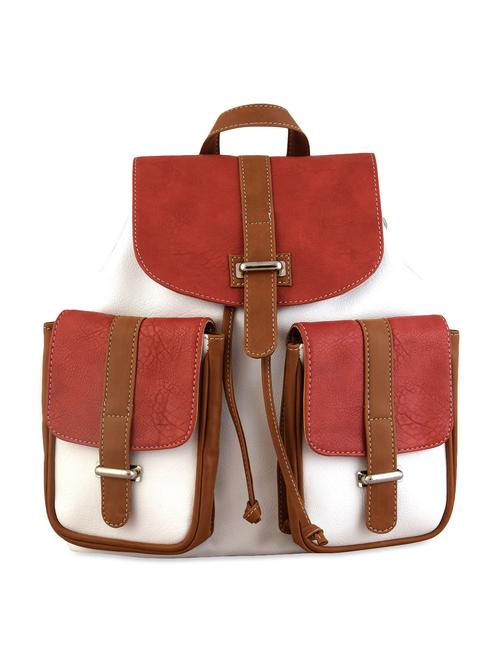 white and red faux leather backpack - 9614990 - Very Small Image - 1
