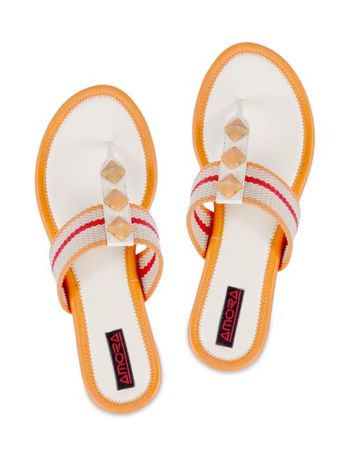 orange embellished t-strap sandals - 9615145 - Very Small Image - 1