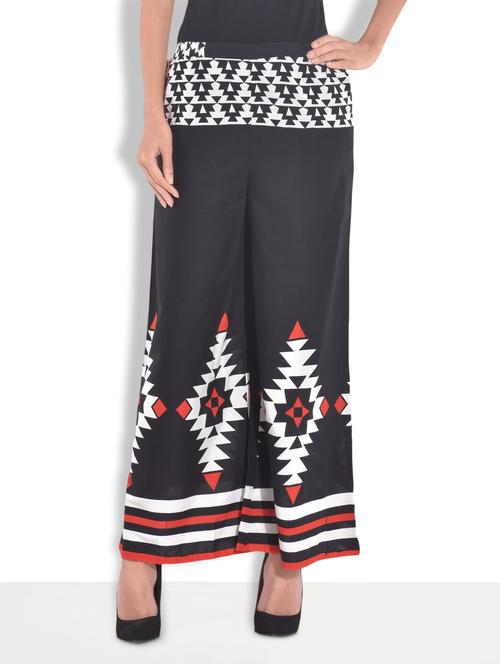 black rayon printed palazzo - 9615530 - Very Small Image - 1