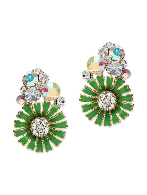 swarovski crystal embellished green floral earrings - 9615568 - Very Small Image - 1