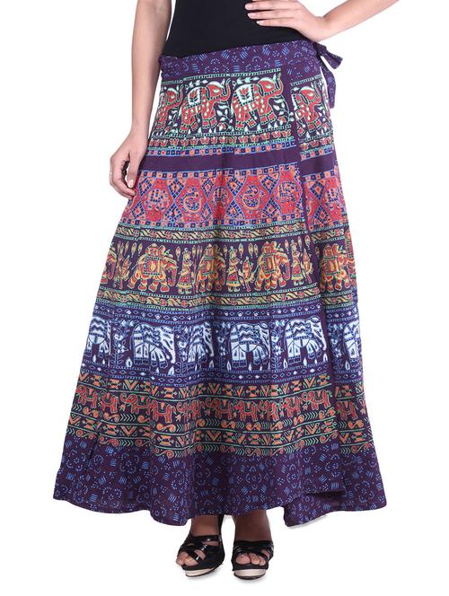 multicolored printed cotton wrap around skirt - 9617167 - Very Small Image - 1