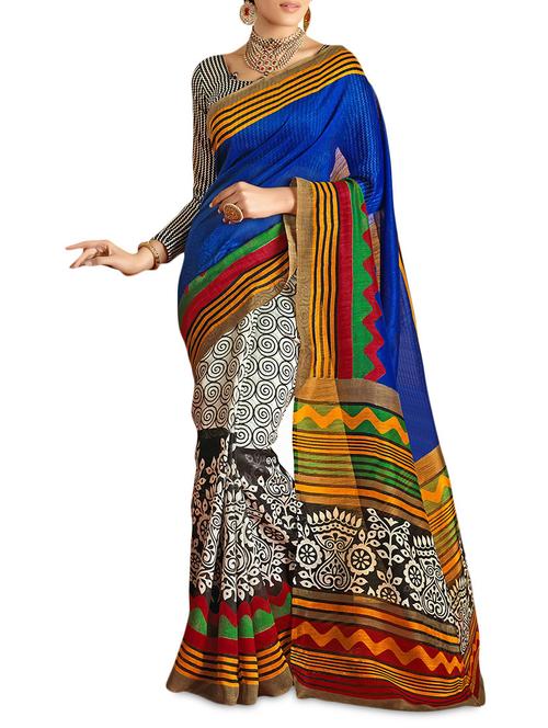 multicoloured silk printed saree - 9618313 - Very Small Image - 1