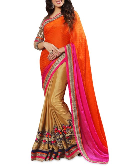 red chiffon embroidered saree - 9618349 - Very Small Image - 1