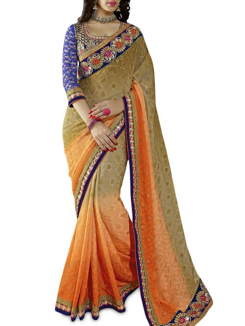 multicoloured georgette embroidered saree - 9618369 - Very Small Image - 1