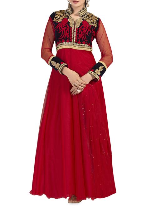 red net embroidered long gown - 9618493 - Very Small Image - 1